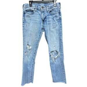 Abercrombie & Fitch Light Blue Distressed Cropped Jeans